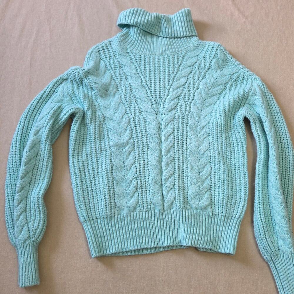 Crave Fame Woman's Mint Green/blue Cowl Neck Sweater size S